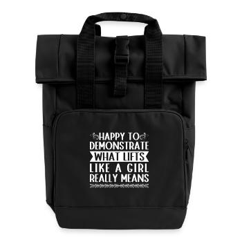 Powerlifting Bodybuilder Demonstrate What Lifts - Rolltop Rucksack mit zwei Griffen - Schwarz - Vorne