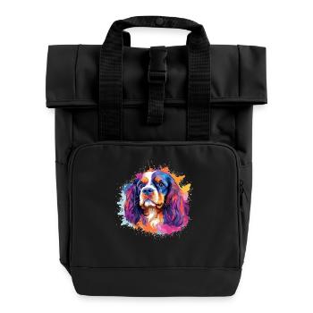 Portrait éclaboussant d’épagneuil vibrant - Sac à dos Roll Top à deux anses - noir - Devant