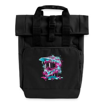 Motocross, Motocross Rider, Dirt Bike, Dirt Biker - Roll Top Backpack with Two Handles - black - Front