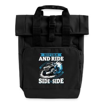 UTV Off Road 4 Wheeler Side by side - Roll Top Backpack with Two Handles - black - Front