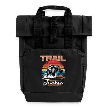 UTV Off Road 4 Wheeler Side by side - Roll Top Backpack with Two Handles - black - Front