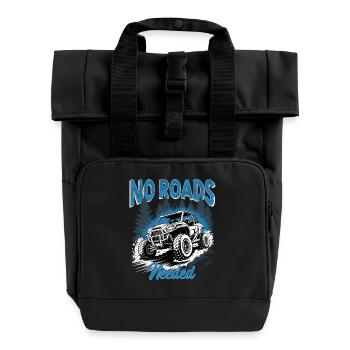 UTV Off Road 4 Wheeler Side by side - Roll Top Backpack with Two Handles - black - Front