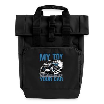 UTV Off Road 4 Wheeler Side by side - Roll Top Backpack with Two Handles - black - Front