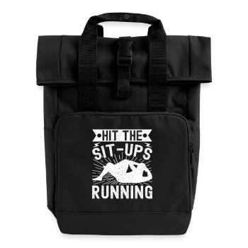 Gym Junkies Hit The Sit-Ups Running Calisthenics - Rolltop Rucksack mit zwei Griffen - Schwarz - Vorne