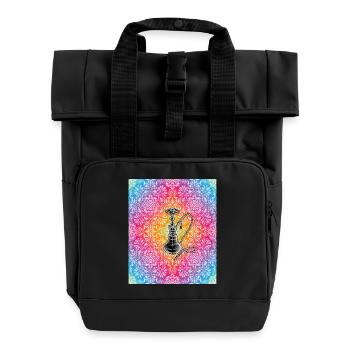 Colorful Mandala Hookah Shisha Design - Roll Top Backpack with Two Handles - black - Front
