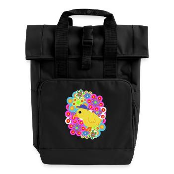 Frühling Retro Küken Huhn Kinder Ostern - Rolltop Rucksack mit zwei Griffen - Schwarz - Vorne