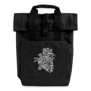 Blattwort-Kunsttypografie - Rolltop Rucksack mit zwei Griffen - Schwarz - Vorne