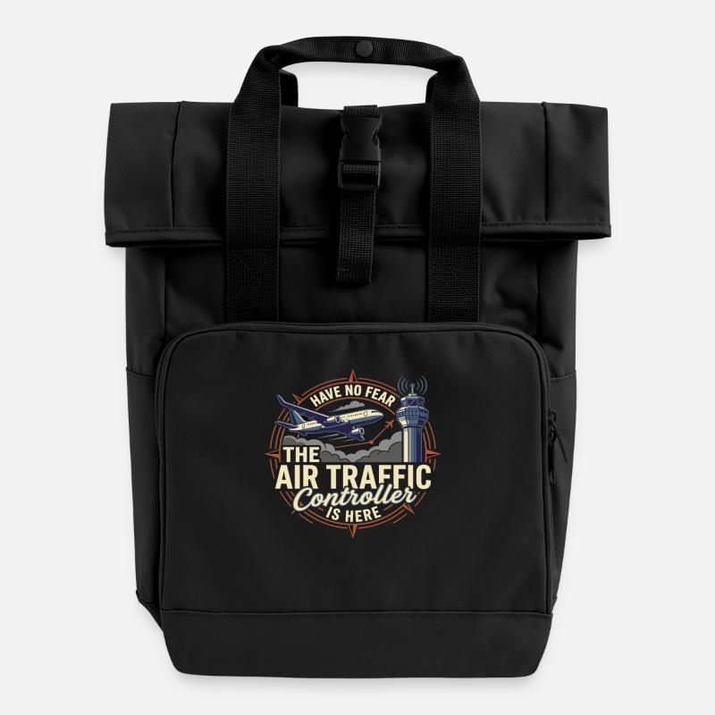 Air Traffic Controller Flugzeug Tower Spruch - Rolltop Rucksack mit zwei Griffen - Schwarz