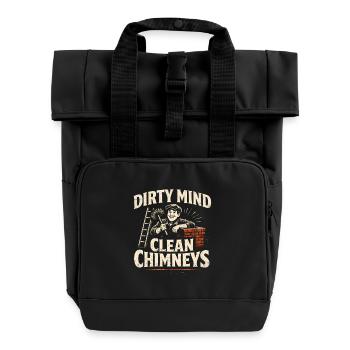 Schmutzige Gedanken | Schornsteinfeger Humor - Rolltop Rucksack mit zwei Griffen - Schwarz - Vorne