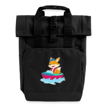 Fuchs kleines Boot - Rolltop Rucksack mit zwei Griffen - Schwarz - Vorne