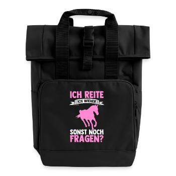 Reiten Pferdeliebhaber Reiterhof Pferde - Rolltop Rucksack mit zwei Griffen - Schwarz - Vorne