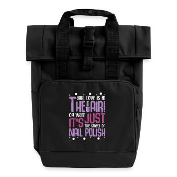 Nageldesigner Nageldesignerin Kosmetik Nagelstudio - Rolltop Rucksack mit zwei Griffen - Schwarz - Vorne