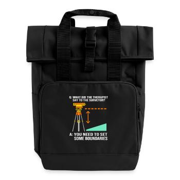 Landvermesser - Rolltop Rucksack mit zwei Griffen - Schwarz - Vorne