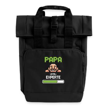 Gamer Papa Level Experte Design - Rolltop Rucksack mit zwei Griffen - Schwarz - Vorne