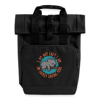 I’m Not Lazy Koala Energy Saving Mode - Roll Top Backpack with Two Handles - black - Front