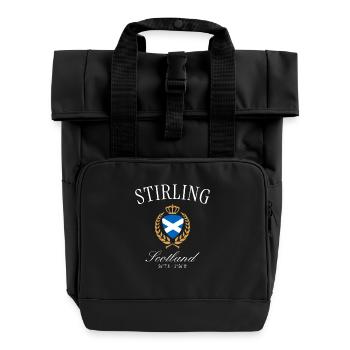 Stirling Scotland Coat of Arms Crown – Travel Souvenir - Roll Top Backpack with Two Handles - black - Front