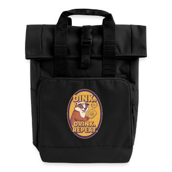 Pickleball Funny Player Dink Drink Repeat - Roll Top Backpack with Two Handles - black - Front