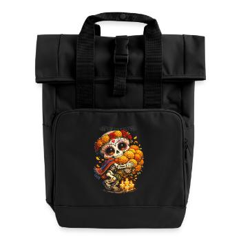 Dia De Los Muertos - Rolltop Rucksack mit zwei Griffen - Schwarz - Vorne