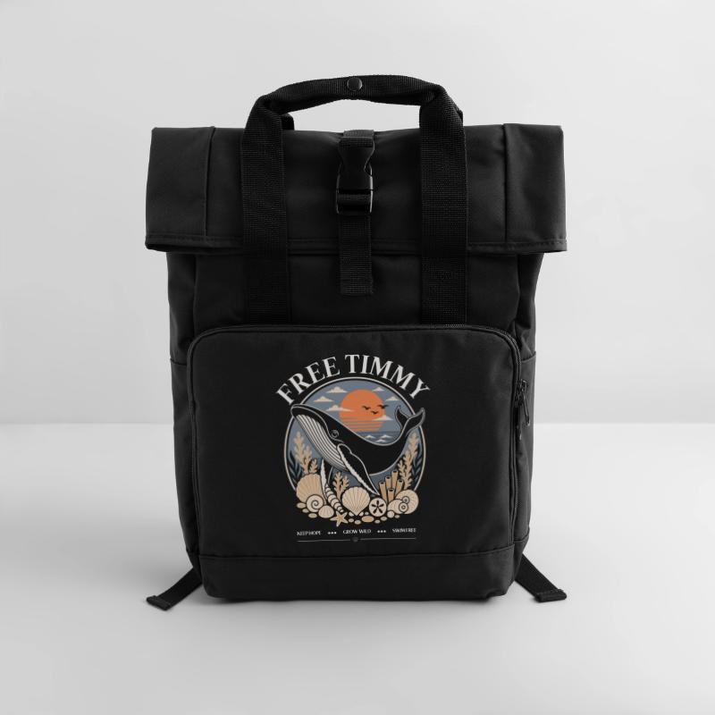 Buckelwal Timmy Hope Statement Merch Rolltop Rucksack mit zwei Griffen