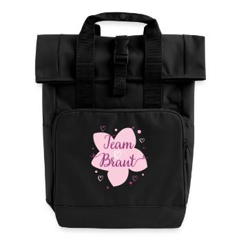 Hochzeit Team Braut Blütenzauber - Rolltop Rucksack mit zwei Griffen - Schwarz - Vorne