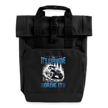 UTV Off Road 4 Wheeler Side by side - Roll Top Backpack with Two Handles - black - Front