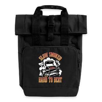 BBQ Grilling Meat Smoking Barbecue - Roll Top Backpack with Two Handles - black - Front
