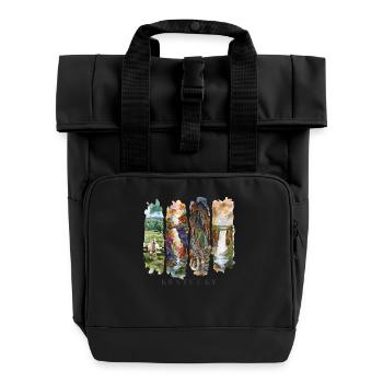 Voyage de vacances dans le Kentucky – Motif chevaux et nature - Sac à dos Roll Top à deux anses - noir - Devant