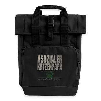 Asozialer Katzenpapa Pfote - Rolltop Rucksack mit zwei Griffen - Schwarz - Vorne