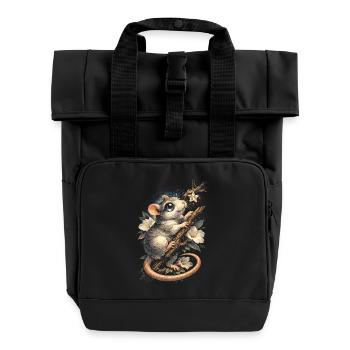 Rat de couleur Rat fantaisie Rat de la grande souris Rat domestique - Sac à dos Roll Top à deux anses - noir - Devant