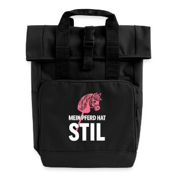 Hobby Horse | Mein Pferd hat Stil | Sport - Rolltop Rucksack mit zwei Griffen - Schwarz - Vorne