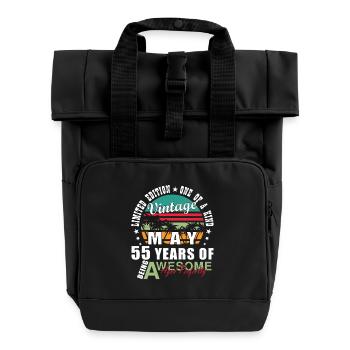 Vintage May 55 Years Great - Roll Top Backpack with Two Handles - black - Front