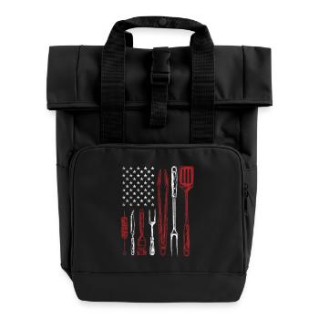 BBQ Grill Tools US Flag Pitmaster - Roll Top Backpack with Two Handles - black - Front