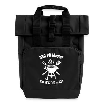 BBQ PIT MASTER WHERE’S THE MEAT Grill Grafik - Rolltop Rucksack mit zwei Griffen - Schwarz - Vorne