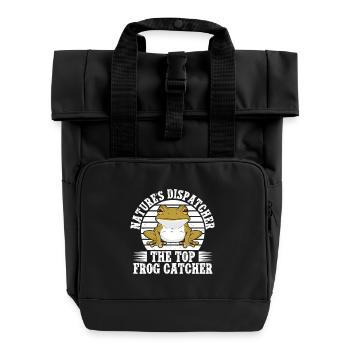 Frog Catcher Dispatcher Frog - Roll Top Backpack with Two Handles - black - Front