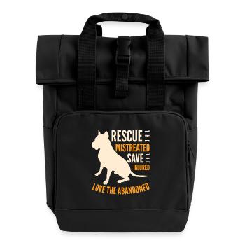 Rettung des verlassenen Hundes Emblem - Rolltop Rucksack mit zwei Griffen - Schwarz - Vorne