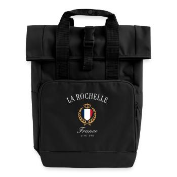 La Rochelle Frankreich Wappen Krone Reise Souvenir - Rolltop Rucksack mit zwei Griffen - Schwarz - Vorne