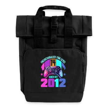 14. Geburtstag Junge Mädchen - Rolltop Rucksack mit zwei Griffen - Schwarz - Vorne