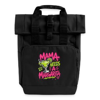 Mom Needs Margarita Graffiti - Roll Top Backpack with Two Handles - black - Front