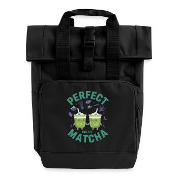 Perfect Coffee Matcha Cute Green Matcha Lover Tea - Rolltop Rucksack mit zwei Griffen - Schwarz - Vorne