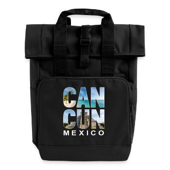Cancun Mexico - Rolltop Rucksack mit zwei Griffen - Schwarz - Vorne