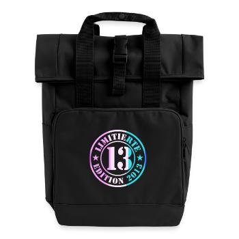 13th Birthday Boy - Roll Top Backpack with Two Handles - black - Front