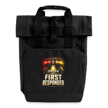 Kaplan Kleriker Pfarrer Chaplain First Responder - Rolltop Rucksack mit zwei Griffen - Schwarz - Vorne