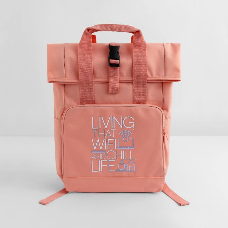 Remote Developer Living That WiFi Web Developer Roll Top Backpack with Two Handles