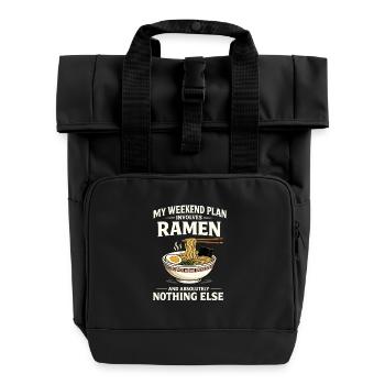 Minimalistisches Ramen Bowl Japan Motiv - Rolltop Rucksack mit zwei Griffen - Schwarz - Vorne