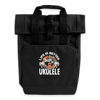 Life Is Better With A Ukulele Hawaii Musiker - Rolltop Rucksack mit zwei Griffen - Schwarz - Vorne