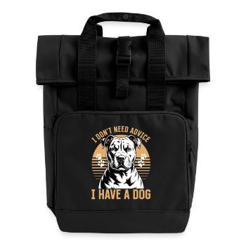 Pitbull Terrier Pittie Dog Breed - Roll Top Backpack with Two Handles - black - Front