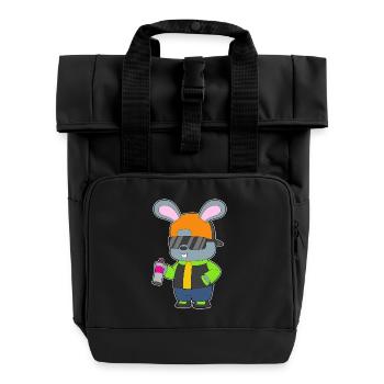 Hase Sprayer Sprühdose - Rolltop Rucksack mit zwei Griffen - Schwarz - Vorne
