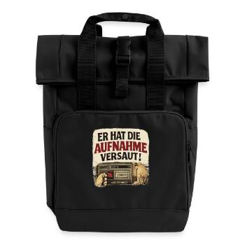  Er Hat Die Aufnahme Versaut Lustiger Retro - Rolltop Rucksack mit zwei Griffen - Schwarz - Vorne