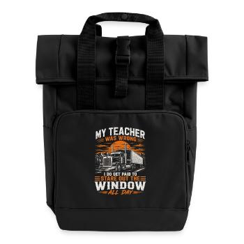 Trucker Lag Falsch Fensterplatz Bekommen Humor - Roll Top Backpack with Two Handles - black - Front