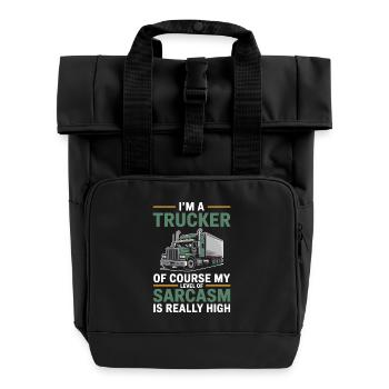 Trucker Sarkasmus Fernfahrer Geschenk - Rolltop Rucksack mit zwei Griffen - Schwarz - Vorne